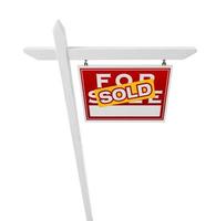 Right Facing Sold For Sale Real Estate Sign Isolated on a White Background. photo