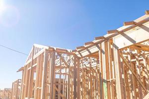 Wood Home Framing Abstract At Construction Site photo