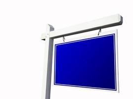 Blank Blue Real Estate Sign on White photo