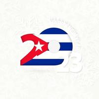 año nuevo 2023 para cuba sobre fondo de copos de nieve. vector