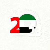 New Year 2023 for United Arab Emirates on snowflake background. vector