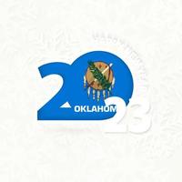 New Year 2023 for Oklahoma on snowflake background. vector