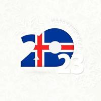 New Year 2023 for Iceland on snowflake background. vector