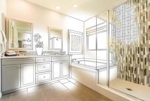 Custom Master Bathroom Photo With Brush Stroke to Design Drawing