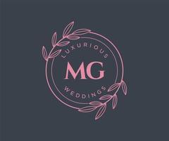 MG Initials letter Wedding monogram logos template, hand drawn modern minimalistic and floral templates for Invitation cards, Save the Date, elegant identity. vector