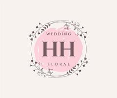 HH Initials letter Wedding monogram logos template, hand drawn modern minimalistic and floral templates for Invitation cards, Save the Date, elegant identity. vector