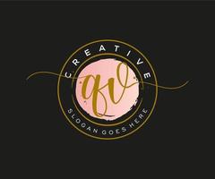 initial QV Feminine logo beauty monogram and elegant logo design, handwriting logo of initial signature, wedding, fashion, floral and botanical with creative template. vector