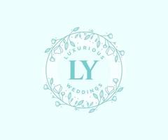 LY Initials letter Wedding monogram logos template, hand drawn modern minimalistic and floral templates for Invitation cards, Save the Date, elegant identity. vector