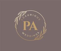 PA Initials letter Wedding monogram logos template, hand drawn modern minimalistic and floral templates for Invitation cards, Save the Date, elegant identity. vector