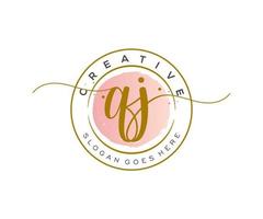 initial QJ Feminine logo beauty monogram and elegant logo design, handwriting logo of initial signature, wedding, fashion, floral and botanical with creative template. vector