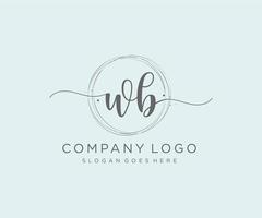 Initial WB feminine logo. Usable for Nature, Salon, Spa, Cosmetic and Beauty Logos. Flat Vector Logo Design Template Element.