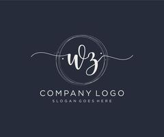 Initial WZ feminine logo. Usable for Nature, Salon, Spa, Cosmetic and Beauty Logos. Flat Vector Logo Design Template Element.