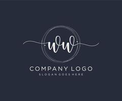 Initial WW feminine logo. Usable for Nature, Salon, Spa, Cosmetic and Beauty Logos. Flat Vector Logo Design Template Element.