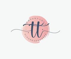 Initial TT feminine logo. Usable for Nature, Salon, Spa, Cosmetic and Beauty Logos. Flat Vector Logo Design Template Element.