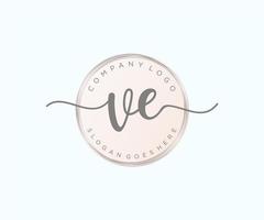 Initial VE feminine logo. Usable for Nature, Salon, Spa, Cosmetic and Beauty Logos. Flat Vector Logo Design Template Element.