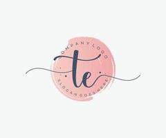 Initial TE feminine logo. Usable for Nature, Salon, Spa, Cosmetic and Beauty Logos. Flat Vector Logo Design Template Element.