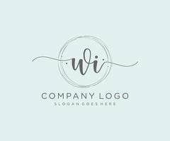 logo femenino inicial wi. utilizable para logotipos de naturaleza, salón, spa, cosmética y belleza. elemento de plantilla de diseño de logotipo de vector plano.