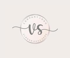 Initial VS feminine logo. Usable for Nature, Salon, Spa, Cosmetic and Beauty Logos. Flat Vector Logo Design Template Element.