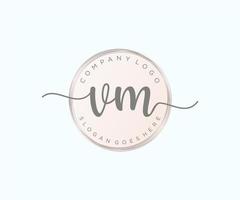 Initial VM feminine logo. Usable for Nature, Salon, Spa, Cosmetic and Beauty Logos. Flat Vector Logo Design Template Element.