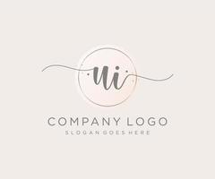 Initial UI feminine logo. Usable for Nature, Salon, Spa, Cosmetic and Beauty Logos. Flat Vector Logo Design Template Element.