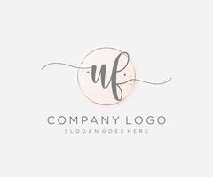 logo femenino inicial uf. utilizable para logotipos de naturaleza, salón, spa, cosmética y belleza. elemento de plantilla de diseño de logotipo de vector plano.