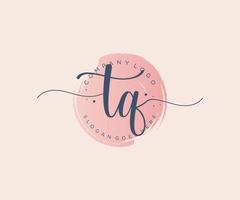 Initial TQ feminine logo. Usable for Nature, Salon, Spa, Cosmetic and Beauty Logos. Flat Vector Logo Design Template Element.