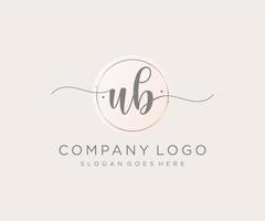 Initial UB feminine logo. Usable for Nature, Salon, Spa, Cosmetic and Beauty Logos. Flat Vector Logo Design Template Element.