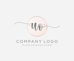 Initial UO feminine logo. Usable for Nature, Salon, Spa, Cosmetic and Beauty Logos. Flat Vector Logo Design Template Element.