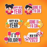 Chinese New Year Cartoon Sticker Set vector