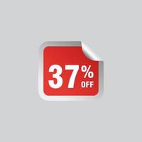 37 discount, Sales Vector badges for Labels, , Stickers, Banners, Tags, Web Stickers, New offer. Discount origami sign banner.