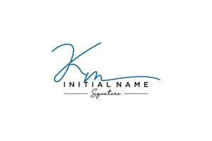 Initial KM signature logo template vector. Hand drawn Calligraphy lettering Vector illustration.