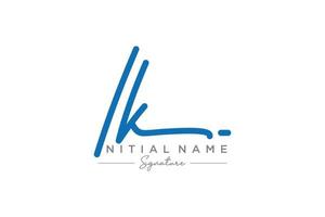 Initial IK signature logo template vector. Hand drawn Calligraphy lettering Vector illustration.