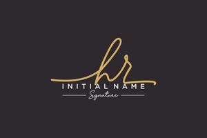 Initial HR signature logo template vector. Hand drawn Calligraphy lettering Vector illustration.