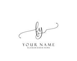 Initial FY beauty monogram and elegant logo design, handwriting logo of initial signature, wedding, fashion, floral and botanical with creative template. vector