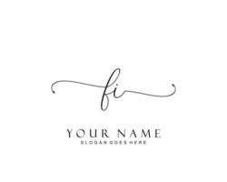 Initial FI beauty monogram and elegant logo design, handwriting logo of initial signature, wedding, fashion, floral and botanical with creative template. vector