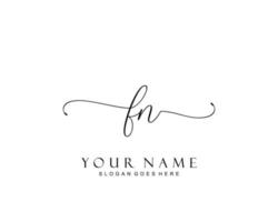 monograma de belleza fn inicial y diseño de logotipo elegante, logotipo de escritura a mano de firma inicial, boda, moda, floral y botánica con plantilla creativa. vector
