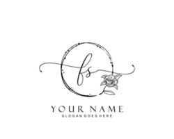 Initial FS beauty monogram and elegant logo design, handwriting logo of initial signature, wedding, fashion, floral and botanical with creative template. vector