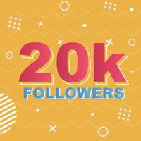 20k Followers Card Celebration Vector. 90000 Followers Congratulation Post Social Media Template. Modern colourful design. vector