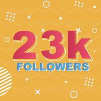 23k Followers Card Celebration Vector. 90000 Followers Congratulation Post Social Media Template. Modern colourful design. vector