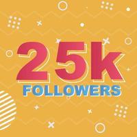 25k Followers Card Celebration Vector. 90000 Followers Congratulation Post Social Media Template. Modern colourful design. vector