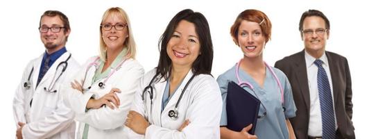 Group of Doctors or Nurses on a White Background photo
