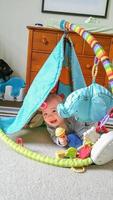 Adorable Chinese and Caucasian Baby Boy Playing On The Floor photo