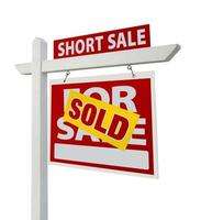 Sold Short Sale Real Estate Sign Isolated - Right photo