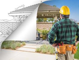 Contractor Facing Pergola Photo with Page Flipping to Drawing Behind.