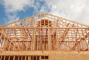 Wood Home Framing Abstract At Construction Site photo