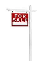 Left Facing For Sale Real Estate Sign Isolated on a White Background. photo