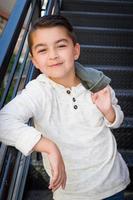 Portrait of Mixed Race Young Hispanic and Caucasian Boy photo