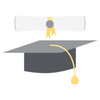 chapeau de graduation avec rouleau de certificat de diplôme png