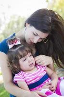 Loving Mother Consoles Crying Baby Daughter photo