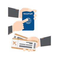 hand holding airplane ticket and passport png